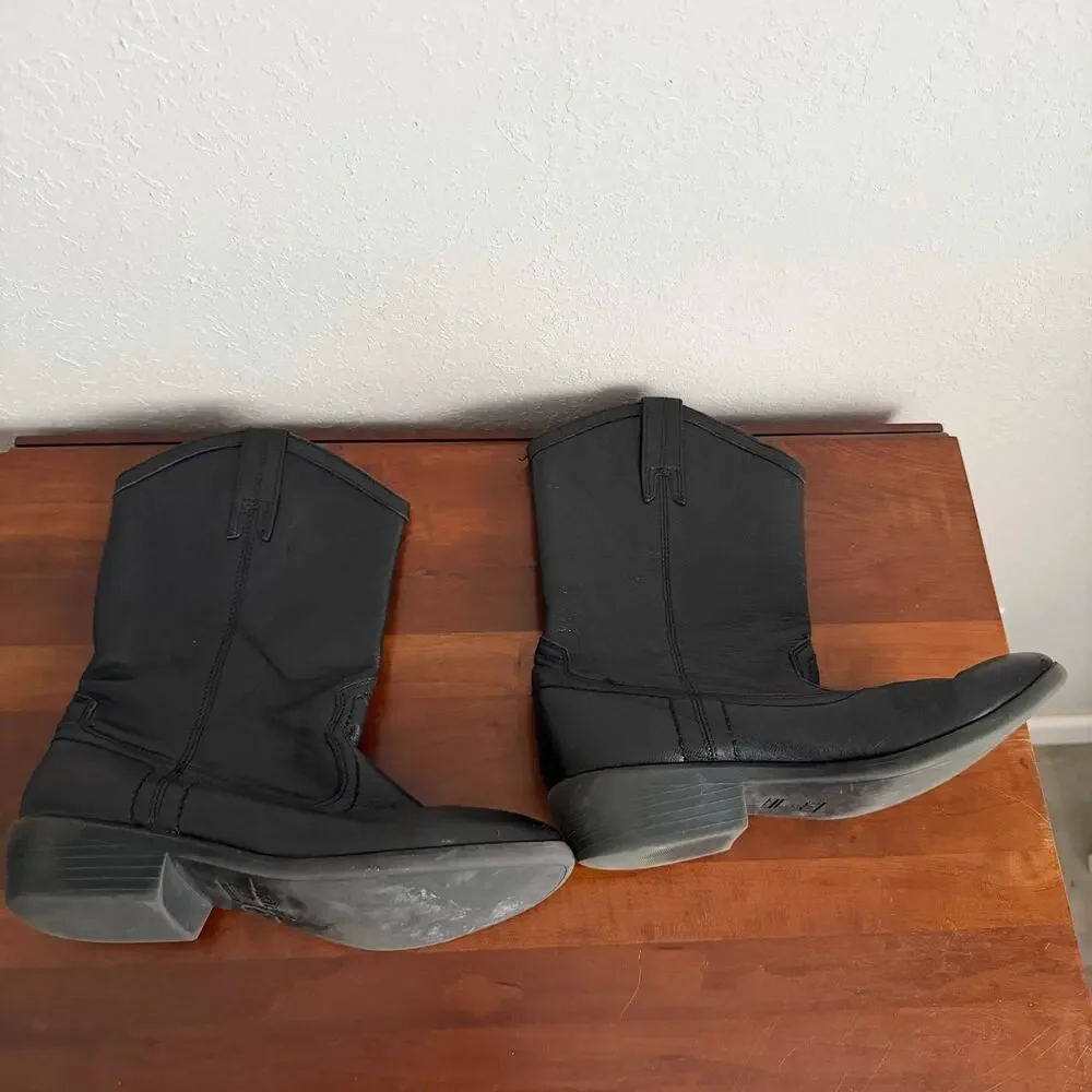 Frye Girls Billy Pull On Boots Black Leather Girls Youth 4 Womens 5.5/6